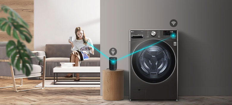 Máy giặt sấy LG Inverter 21kg F2721HVRB lồng ngang - Điều khiển bằng giọng nói