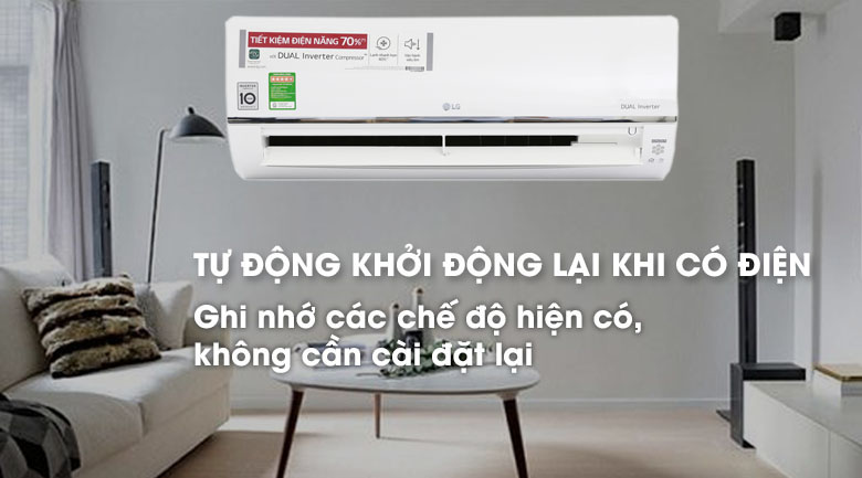 Tự động khởi động lại khi có điện - Điều hòa LG 1 chiều Inverter 12000BTU V13API 