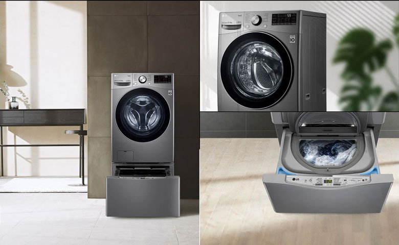 Máy giặt sấy LG Inverter 15kg F2515RTGB lồng ngang - Tương thích TWINWash Mini