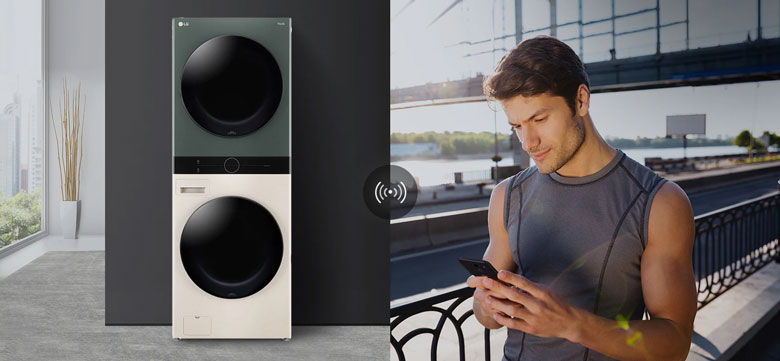 Máy giặt sấy LG Inverter 21kg WT2116SHEG lồng ngang - Kết nối thông minh qua LG ThinQ