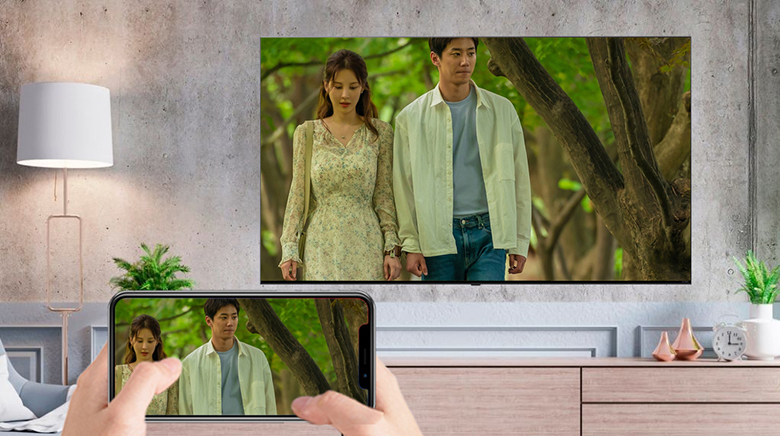 Chiếu màn hình điện thoại lên tivi - Smart Tivi QNED LG 4K 75 inch 75QNED80SQA