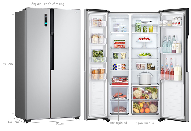 Kích thước tủ lạnh LG GR-B256JDS