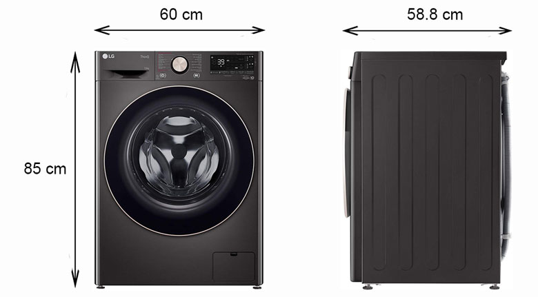 Máy giặt LG FV1412S3B 12kg - Kích thước thực tế