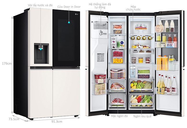 kích thước Tủ lạnh LG GR-X257BG