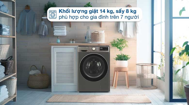 Máy giặt sấy LG FV1414H3BA - Thiết kế hiện đại, giặt sấy khối lượng lớn
