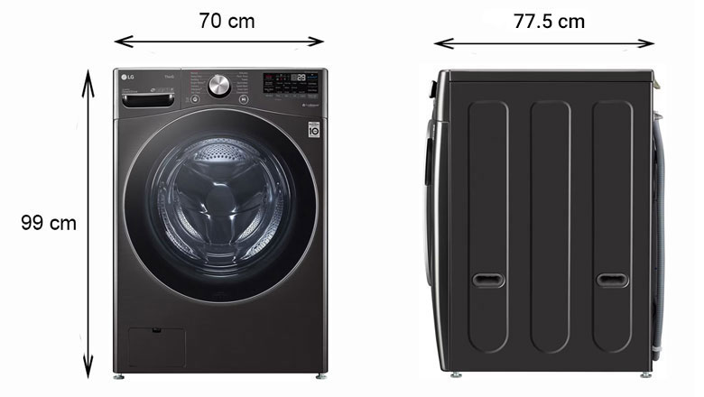 Máy giặt sấy LG F2721HVRB Inverter 21kg/12kg - Kích thước thực tế