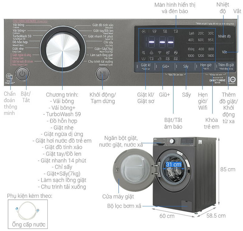 Máy giặt SAMSUNG 12kg WW12CG604DLBSV lồng ngang