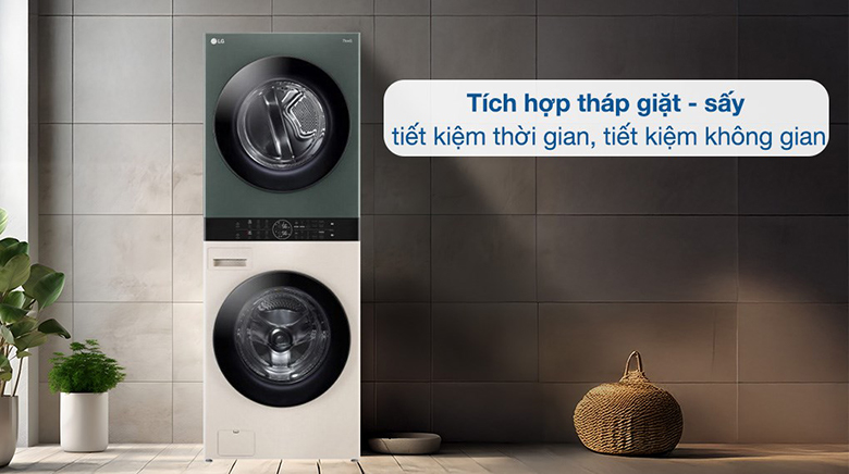 Máy giặt sấy LG WashTower Giặt 14kg / Sấy 10kg WT1410NHEG lồng ngang - Thiết kế thông minh, hiện đại