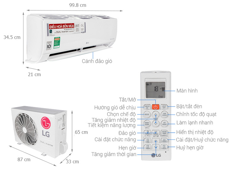 Thiết kế sang trọng - Điều hòa LG 2 chiều Inverter 18000BTU B18END