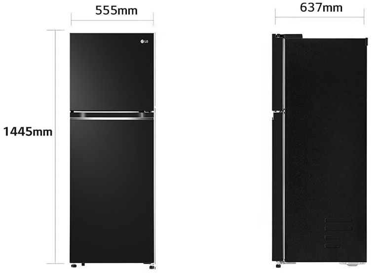 Kích thước tủ lạnh LG GV-B212WB Inverter 217 lít