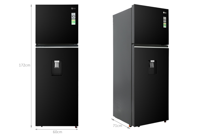 Kích thước tủ Lạnh LG Inverter 334 lít GN-D332BL