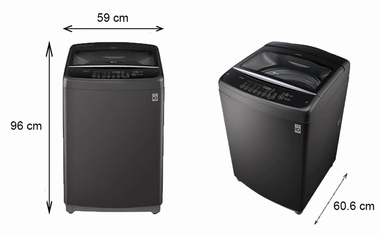 Máy giặt LG Inverter 10.5 kg T2350VSAB lồng đứng - Kích thước thực tế