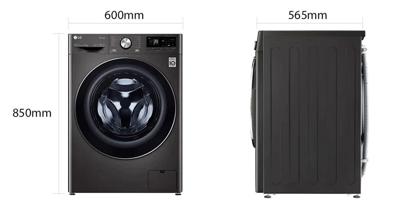 Máy giặt LG Inverter 10 kg FV1410S3B lồng ngang - Kích thước thực tế