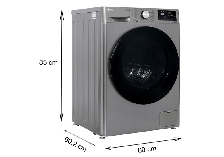 Máy giặt sấy LG Inverter 10 kg FV1410D4P lồng ngang - Kích thước thực tế