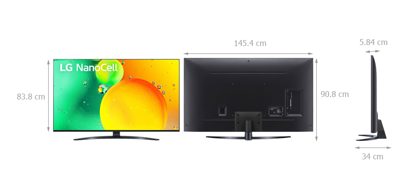 Kích thước Smart Tivi NanoCell LG 4K 65 inch 65NANO76SQA