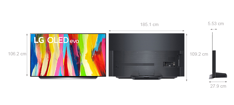 Smart Tivi LG OLED 4K 83 inch OLED83C2PSA xem đến những thông số cơ bản về kích thước