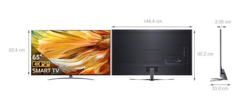 Tivi LG 65QNED91PTA không thể bỏ qua kích thước