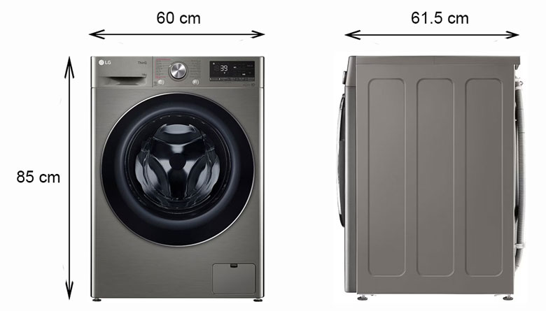 Máy giặt LG Inverter 14kg FV1414S3P lồng ngang - Kích thước thực tế