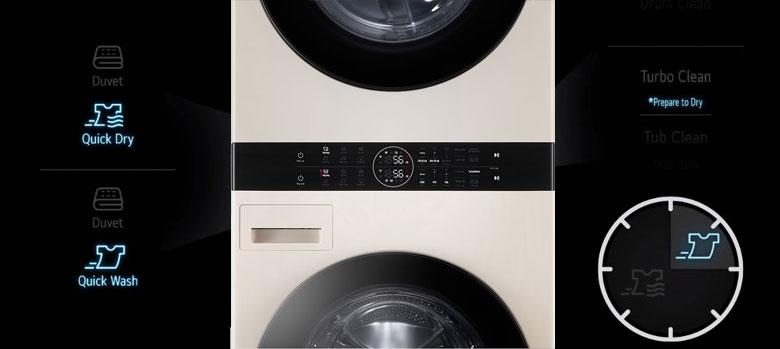 Tháp giặt sấy LG WashTower Inverter 14kg/10kg WT1410NHE - Bộ điều khiển trung tâm thuận tiện