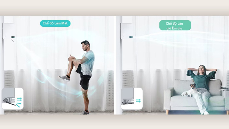 Chế độ gió êm dịu, thoải mái của điều hòa LG IDH09M1