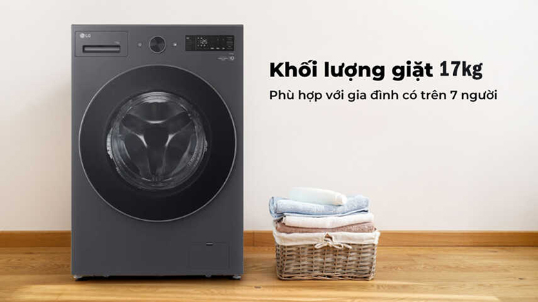 Máy giặt LG AI DD™ Inverter 17 kg F2517SNTG lồng ngang - Khối lượng giặt 17 kg