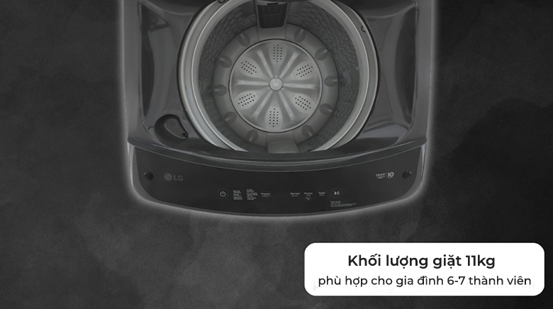 Máy giặt LG Inverter 11kg T2511VBTB lồng đứng - Khối lượng giặt 11kg phù hợp cho gia đình 6-7 thành viên