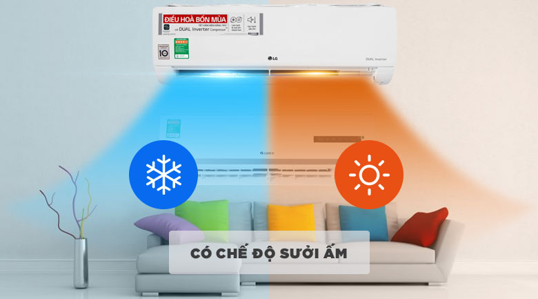 Thiết kế 2 chiều - Điều hòa LG 2 chiều Inverter 18000BTU B18END
