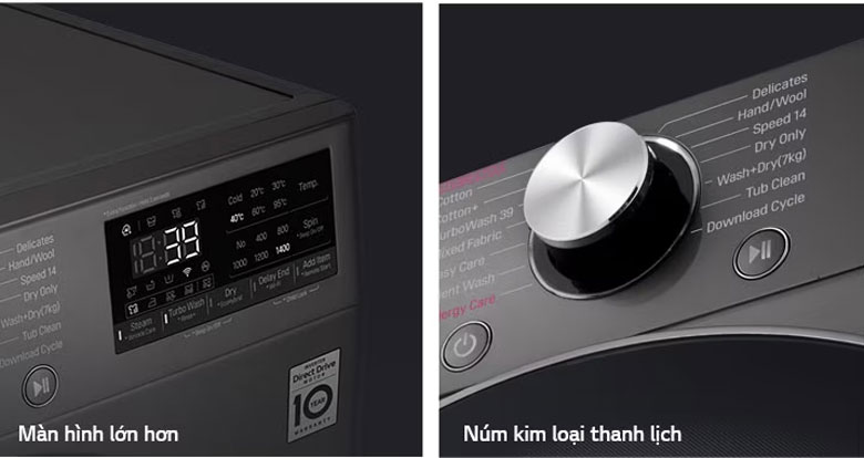 Máy giặt LG FV1409S4M Inverter 9kg - Bảng điều khiển cảm ứng song ngữ Anh - Việt