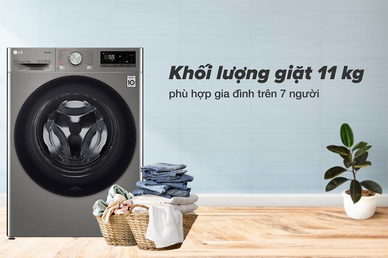Khối lượng giặt-Máy giặt LG Inverter 11 kg FV1411S4P lồng ngang