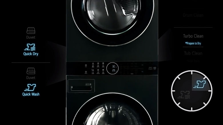 Máy giặt sấy LG Inverter WashTower™ 24kg WT1410NHB lồng ngang - Bộ điều khiển trung tâm thuận tiện