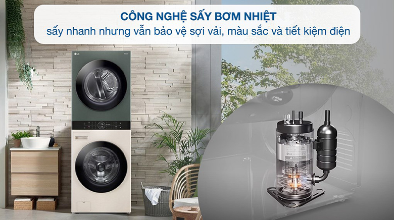 Máy giặt sấy LG WashTower Giặt 14kg / Sấy 10kg WT1410NHEG lồng ngang - Công nghệ sấy bơm nhiệt hiện đại