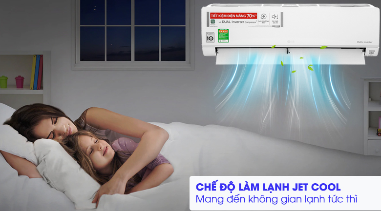 Làm lạnh Jet Cool - Điều hòa LG 1 chiều Inverter 9200 BTU V10API1
