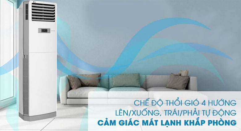 Đảo gió 4 chiều - Điều hòa Tủ đứng LG 1 chiều Inverter 25500 BTU APNQ24GS1A4