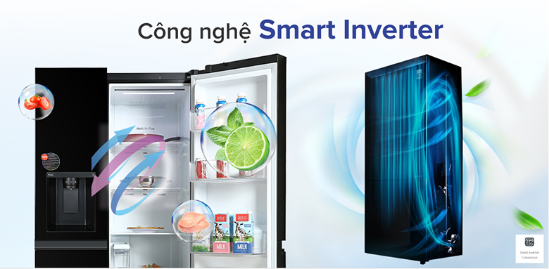 Tủ lạnh SBS LG Inverter 635 lít GR-D257WB tiết kiệm điện