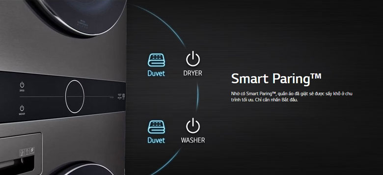 Tháp giặt sấy LG WashTower Inverter 14kg/10kg WT1410NHE - Công nghệ Smart Paring