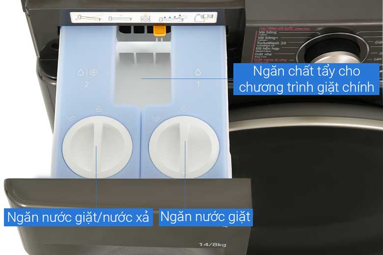 Máy giặt sấy LG AI DD Inverter giặt 14 kg - sấy 8 kg FV1414H3BA - Ngăn nước giặt xả tự động ezDispanse