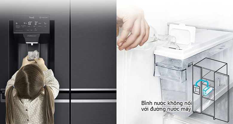 Tủ lạnh LG Inverter InstaView Door-in-Door 494 lít GR-D22MBI hệ thống làm đá space plus