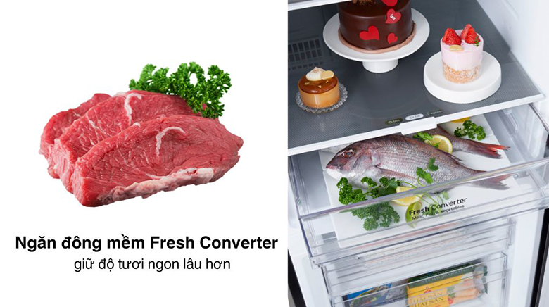 Tủ lạnh LG Inverter 332 lít LBD33BLMA - Công nghệ bảo quản thực phẩm Fresh Converter