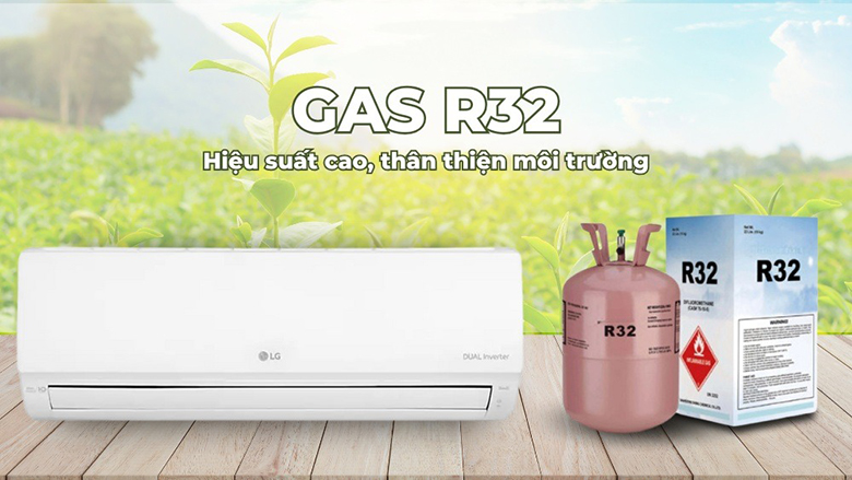 Điều hòa LG 1 chiều Inverter 24000 BTU IEC24M1 - Sử dụng gas R32 hiệu suất làm lạnh cao, thân thiện với môi trường
