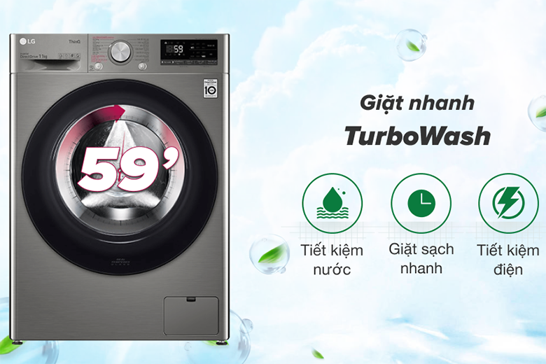 Công nghệ Turbo Wash -Máy giặt LG Inverter 11 kg FV1411S4P lồng ngang