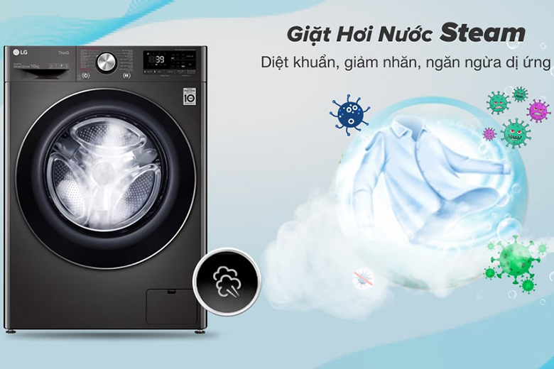 Công nghệ giặt hơi nước Steam - Máy giặt LG Inverter 10 kg FV1410S3B lồng ngang
