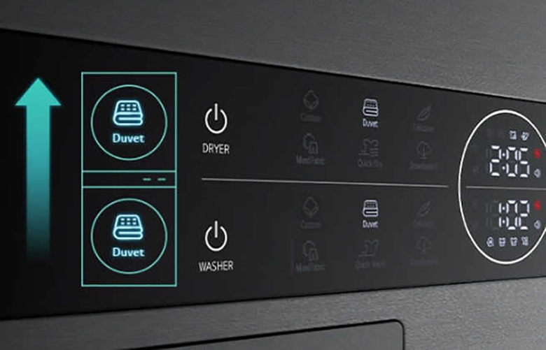 Máy giặt sấy LG WashTower Giặt 14kg / Sấy 10kg WT1410NHEG lồng ngang - Bảng điều khiển cảm ứng dễ sử dụng