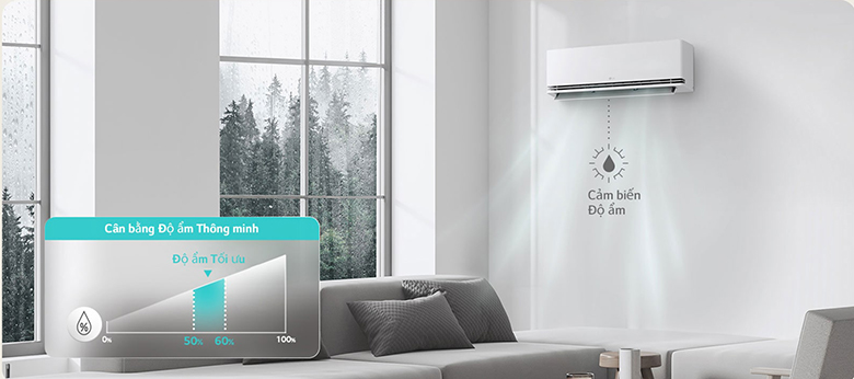 Cân bằng độ ẩm thông minh của điều hòa LG IDH09M1 Inverter AI Air 2 chiều 9000 BTU