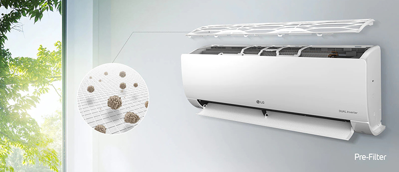 Màng lọc bụi loại bỏ tác nhân gây ô nhiễm và diệt vi khuẩn Điều hoà Inverter 21000BTU LG V24ENF1