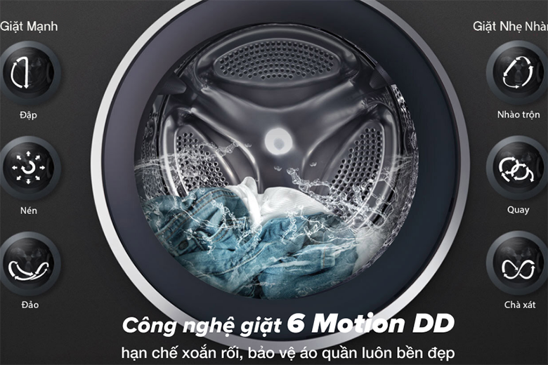Công nghệ giặt 6 chuyển động-Máy giặt LG Inverter 11 kg FV1411S4P lồng ngang