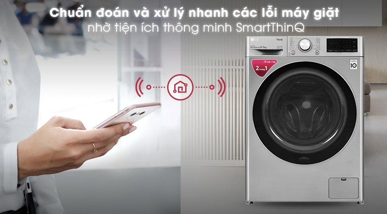 Máy giặt sấy LG Inverter 9 kg FV1409G4V chuẩn đoán lỗi với Smart ThinQ