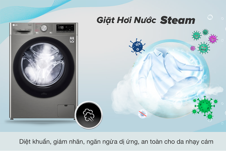 Công nghệ giặt hơi nước Steam-Máy giặt LG Inverter 11 kg FV1411S4P lồng ngang