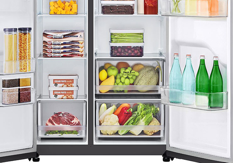 Tủ lạnh SBS LG Inverter 649 lít GR-B257WB có 2 ngăn rau quả giữ ẩm