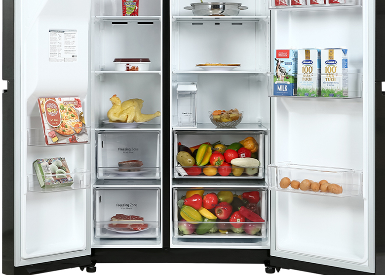 Tủ lạnh SBS LG Inverter 635 lít GR-D257WB có 2 ngăn rau quả giữ ẩm