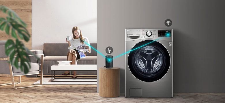 Máy giặt sấy LG Inverter 15kg F2515RTGB lồng ngang - Điều khiển bằng giọng nói